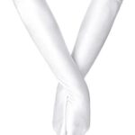 Glam up your outfit with these 21″ long satin gloves for women