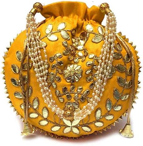 Review: Stylish Potli Bag with Gota Patti Work & Pearls Handle