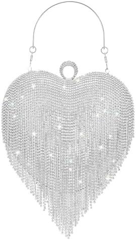 Sparkle Up Your Look with SWEETV Rhinestone Heart Purse!