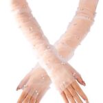 Flawless Fashion Finds: CASDRE White Pearl Wedding Tulle Gloves Review