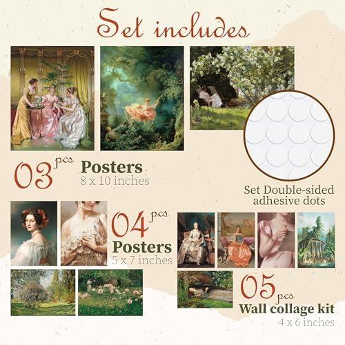 Charming Coquette Vintage Art Prints: A Luxurious Decor Set