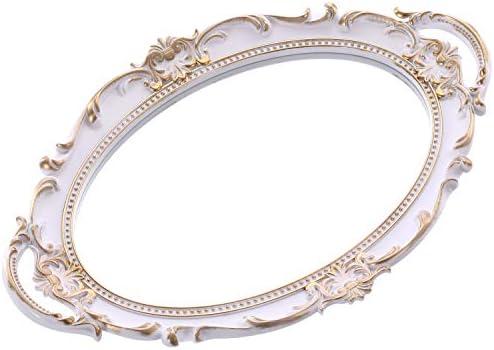 Chic White & Gold Mirror Tray: A Vintage Touch to Your Home Decor