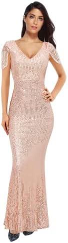 Glamour Unleashed: A Review of Women's V Neck Sequin Formal Evening Dress