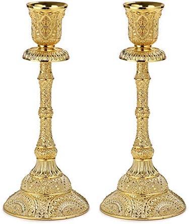 Vintage Elegance: OwnMy 7.4” Brass Candle Holders for Dining Table Centerpieces