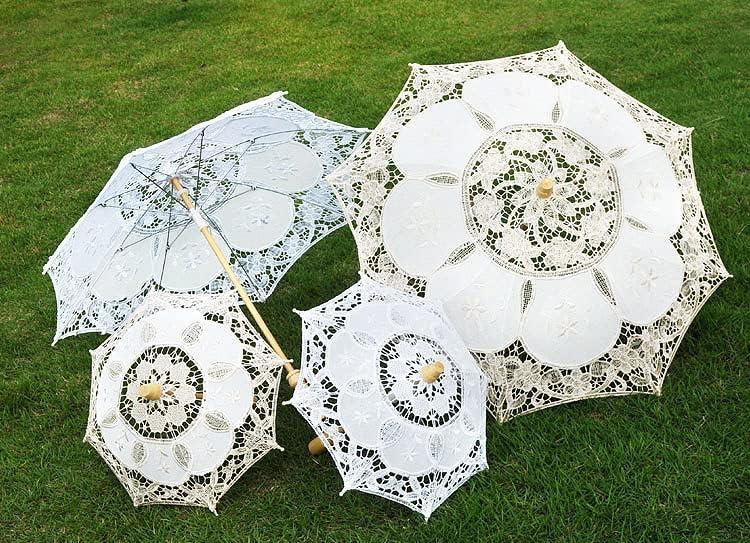 Gorgeous Beige Lace Parasol: A Must-Have Wedding Accessory!