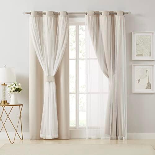 Layered Sophistication: Beige Blackout Curtains with Sheer Overlay Review