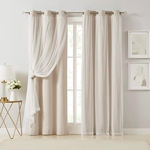 Layered Sophistication: Beige Blackout Curtains with Sheer Overlay Review