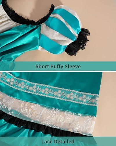 Nuoqi Regency Dress Review: Empire Waist Victorian Tea Gown in Teal Blue