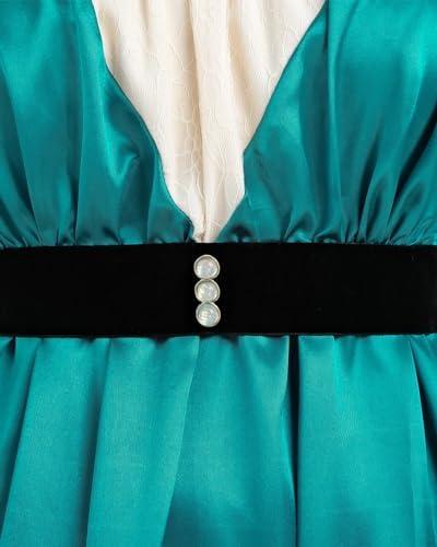 Nuoqi Regency Dress Review: Empire Waist Victorian Tea Gown in Teal Blue